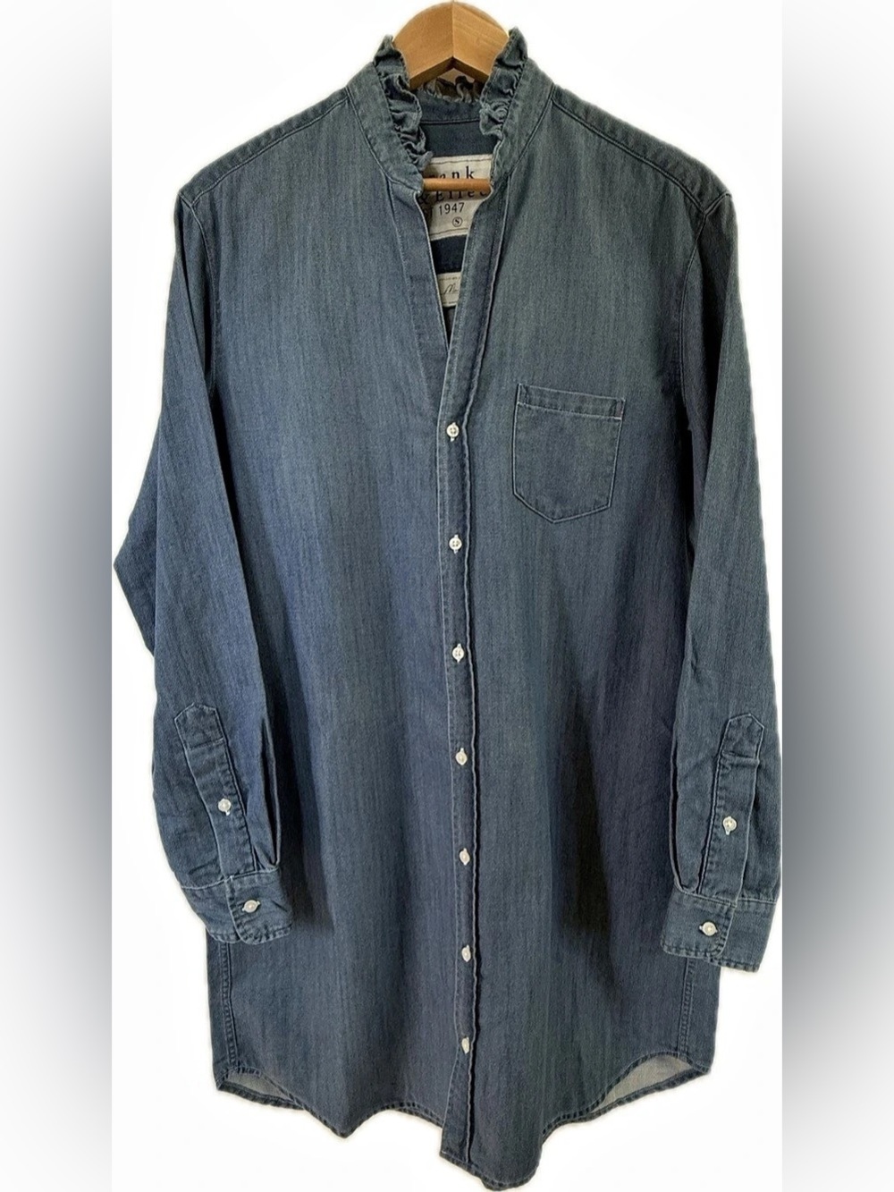 Frank & Eileen Ruffled Collar Mary Dress Denim S - NWOT